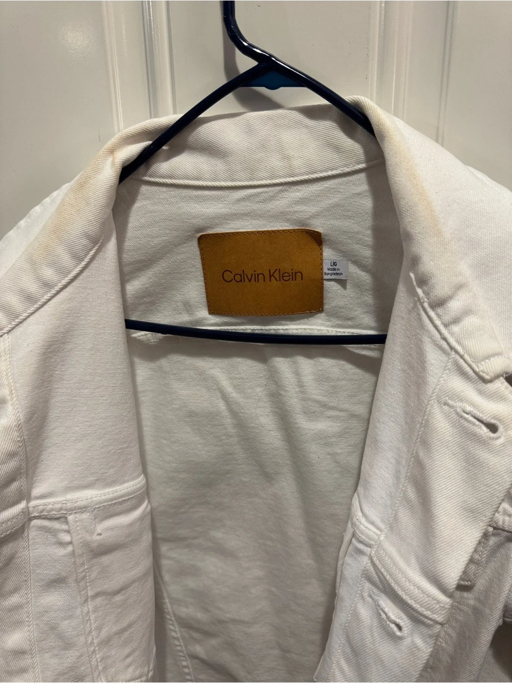 Calvin Klein Classic Denim Trucker Jacket Optic White Sz L Retail Price $109.00 - Picture 10 of 15